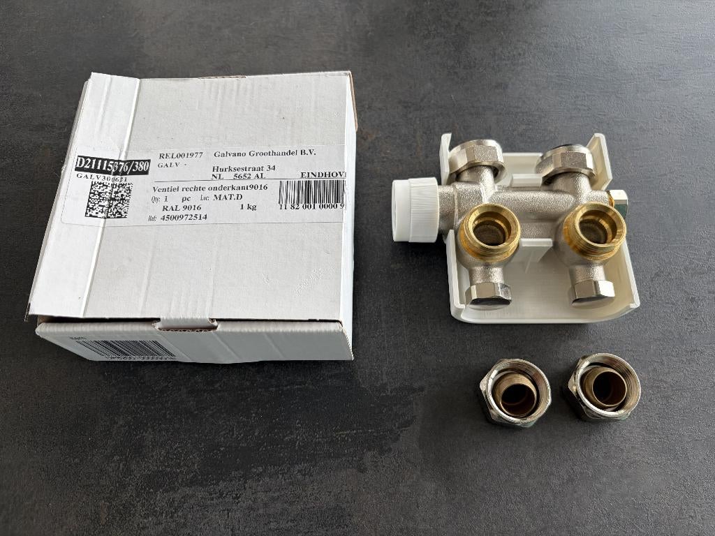 Vasco radiatorventiel haaks (RAL 9016), Minder dan 30 cm, Overige typen, Nieuw, Minder dan 60 cm