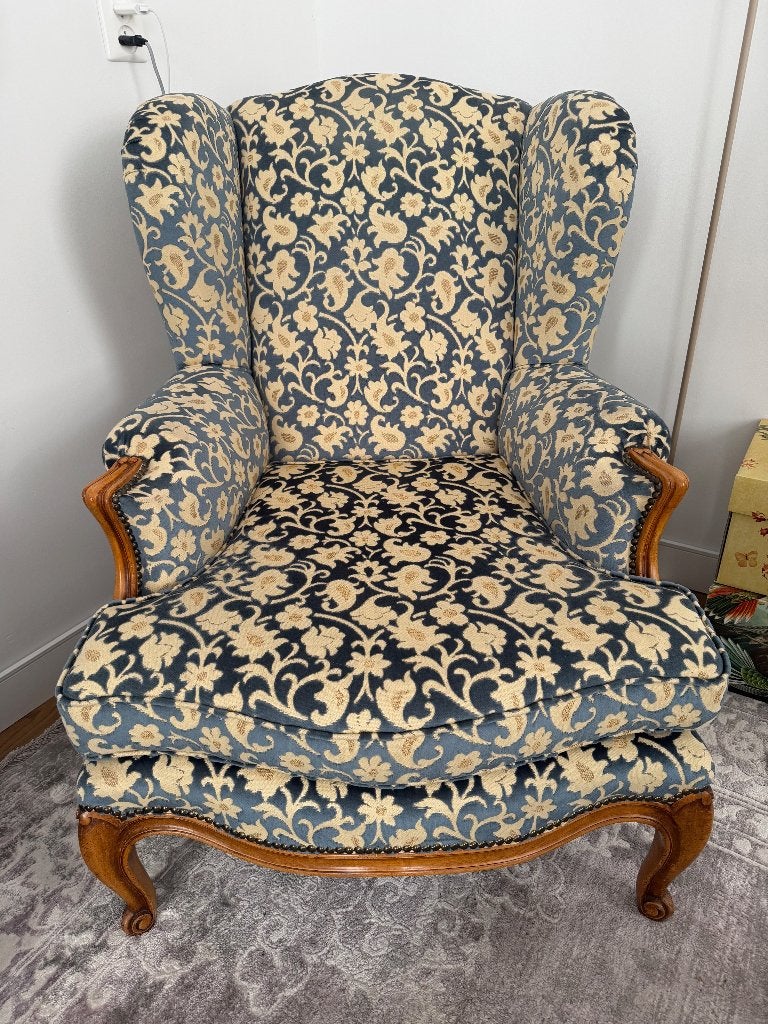 Antieke Franse fauteuil – blauwe bekleding (Chivasso) - ZGAN, Ophalen