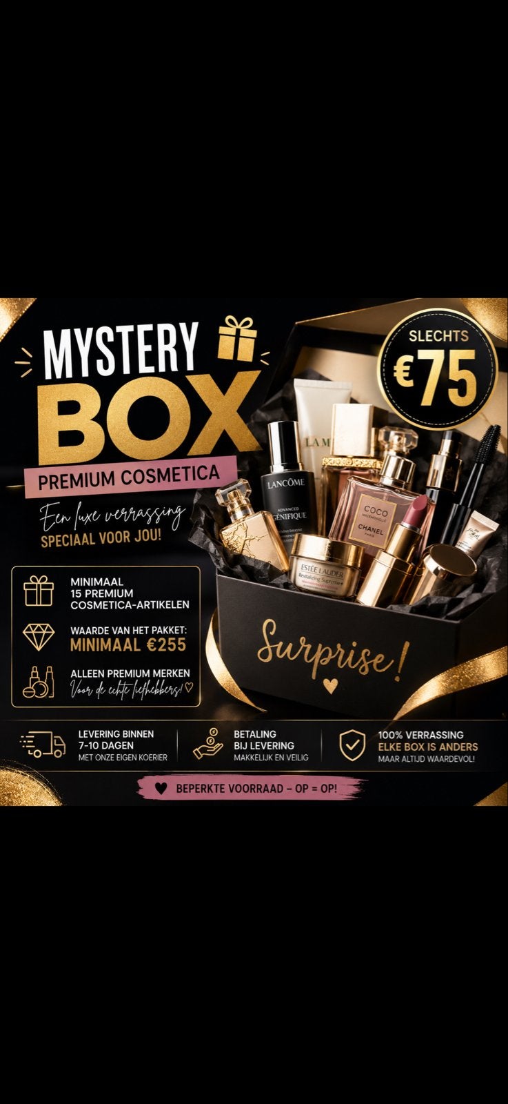 Mystery Box Premium Cosmetica - Luxe Verrassingspakket, Sieraden, Tassen en Uiterlijk, Ophalen of Verzenden, Nieuw, Make-up