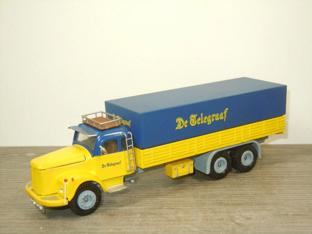 Scania Vabis 76 De Telegraaf - Tekno 1:50, Hobby en Vrije tijd, Modelauto's | 1:50, Tekno, Zo goed als nieuw, Tekno, Verzenden