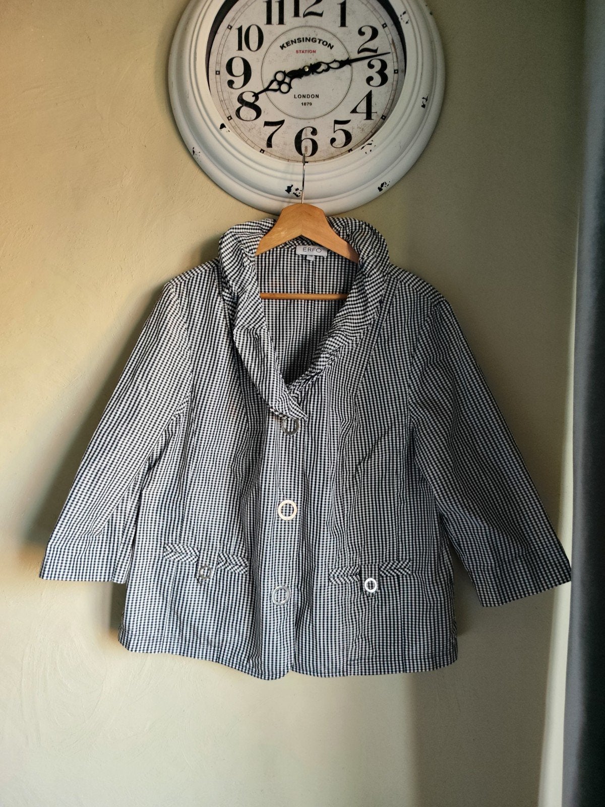 Erfo zwart/wit geruit jasje 46, Ophalen of Verzenden, Zo goed als nieuw, Maat 46/48 (XL) of groter, Zwart