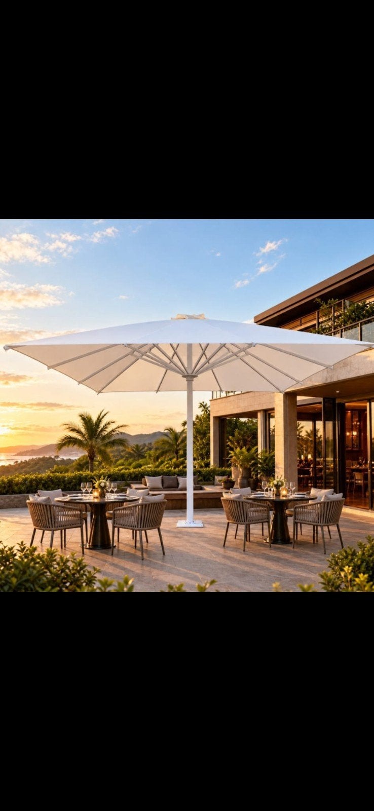 xxl Parasol 5 6 7m doorsneden - Electrisch bedienbaar, Tuin en Terras, Verstelbaar, Nieuw, Ophalen of Verzenden, Stokparasol