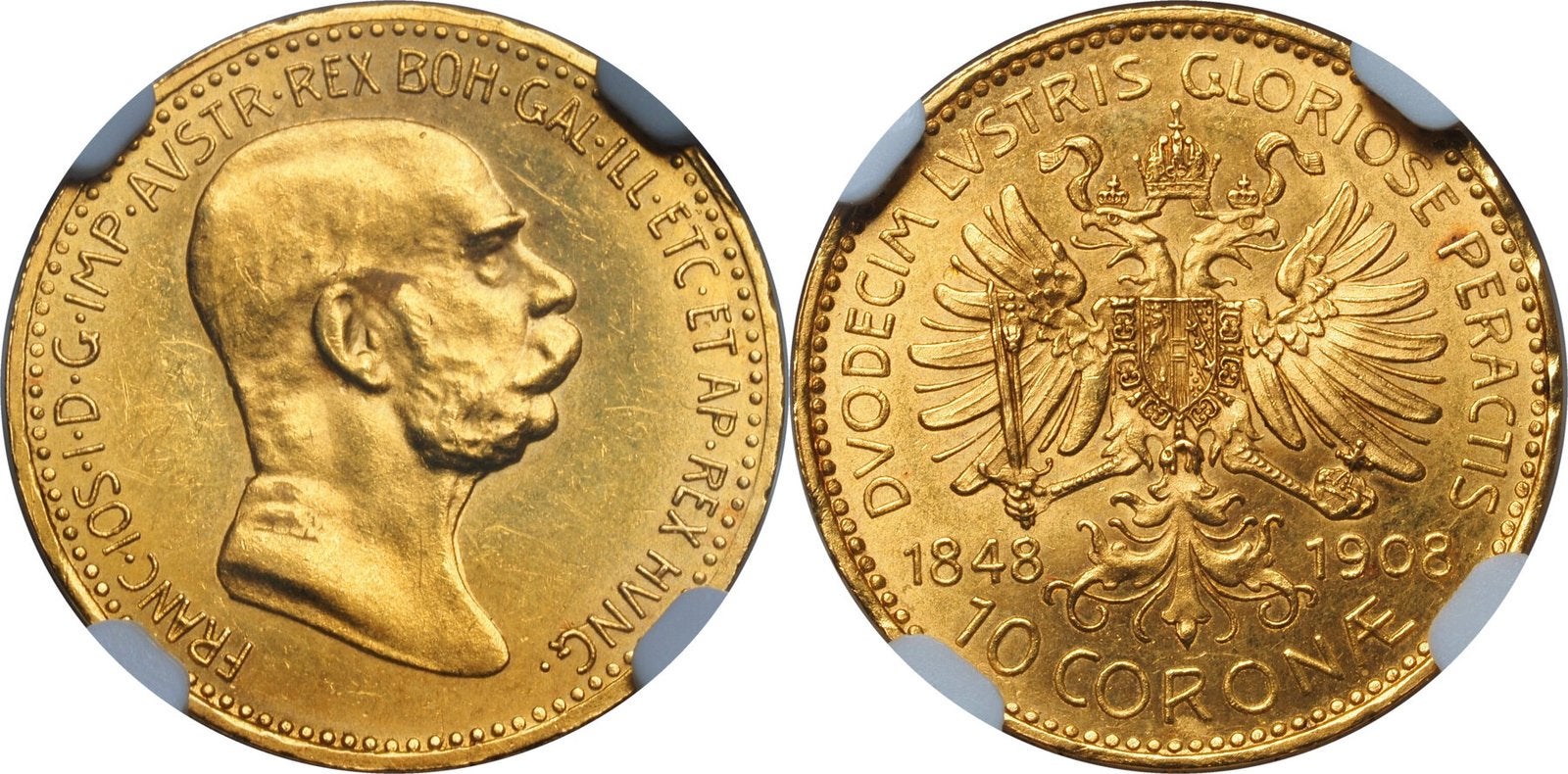 Gouden Oostenrijkse 10 Corona uit 1908, Ophalen of Verzenden, Oostenrijk, Goud