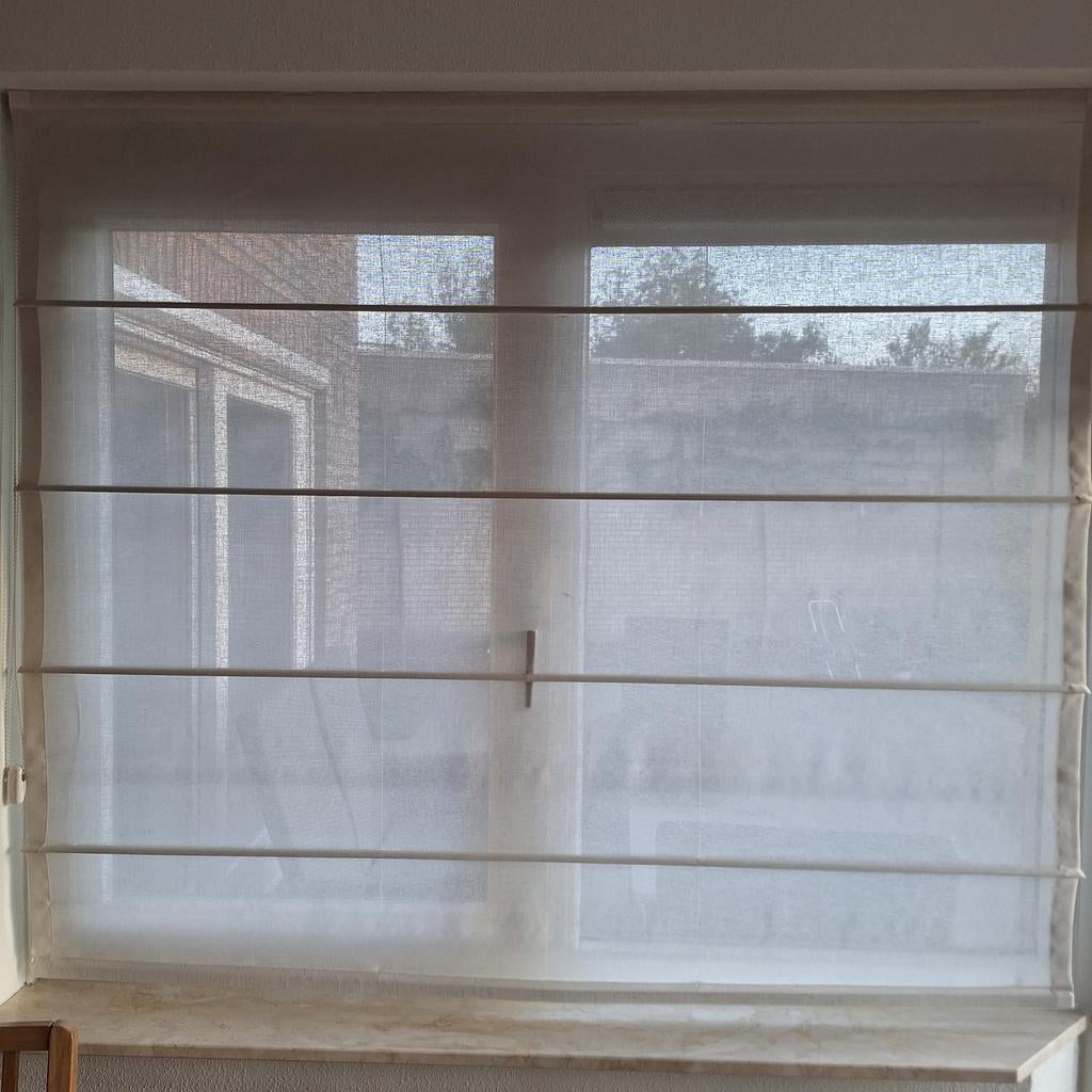 Lichtdoorlatend vouwgordijn, crème/wit, 100 tot 150 cm, 150 tot 200 cm, Ophalen of Verzenden, Zo goed als nieuw
