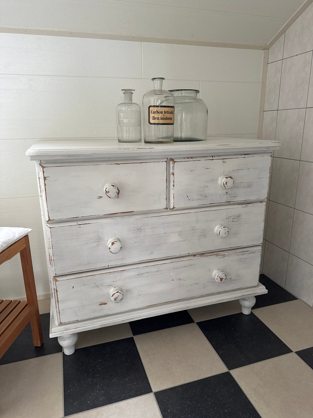 Vintage ladekast wit - Brocante stijl, Ophalen, Gebruikt, 50 tot 100 cm, 3 of 4 laden