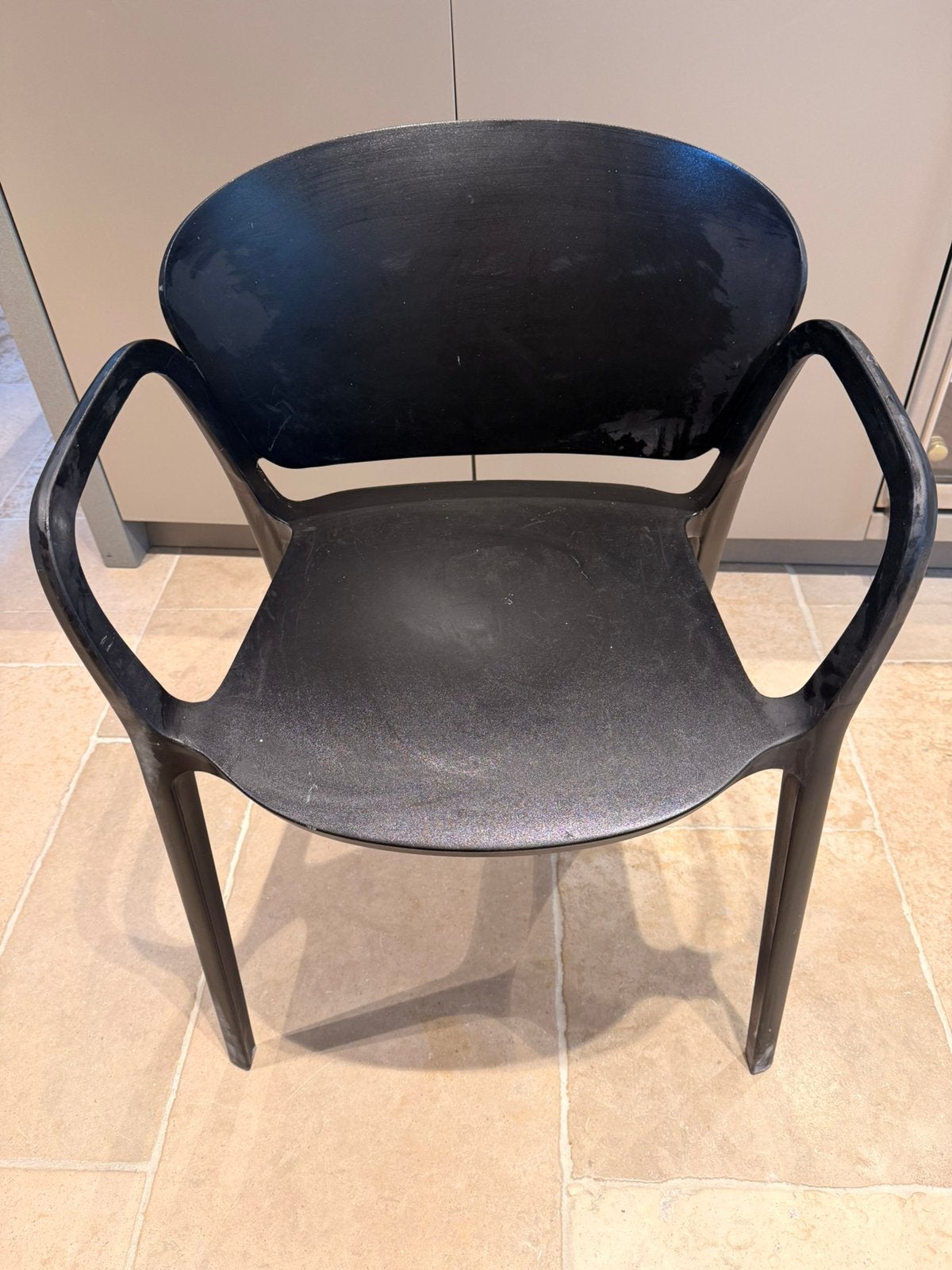 5 polyester tuin stoelen, Tuin en Terras, Tuinstoelen, Ophalen, Gebruikt, Kunststof, Stapelbaar