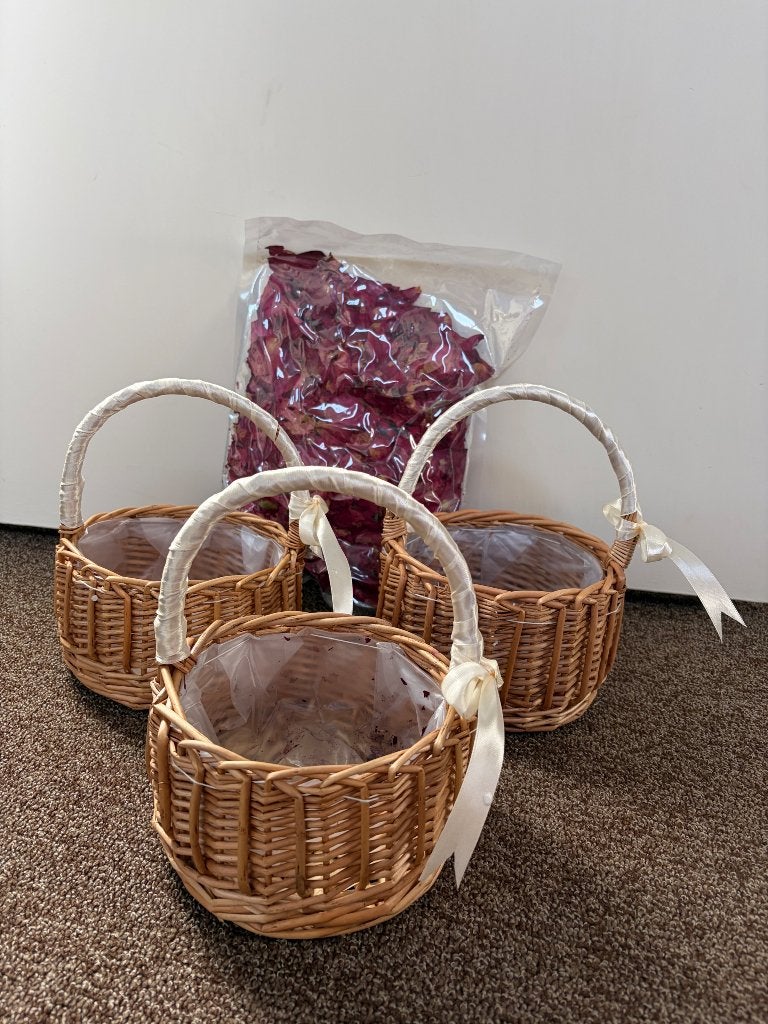 4 Bloemenmandjes met gedroogde bloemen, Ophalen of Verzenden, Zo goed als nieuw, Versiering, Overige