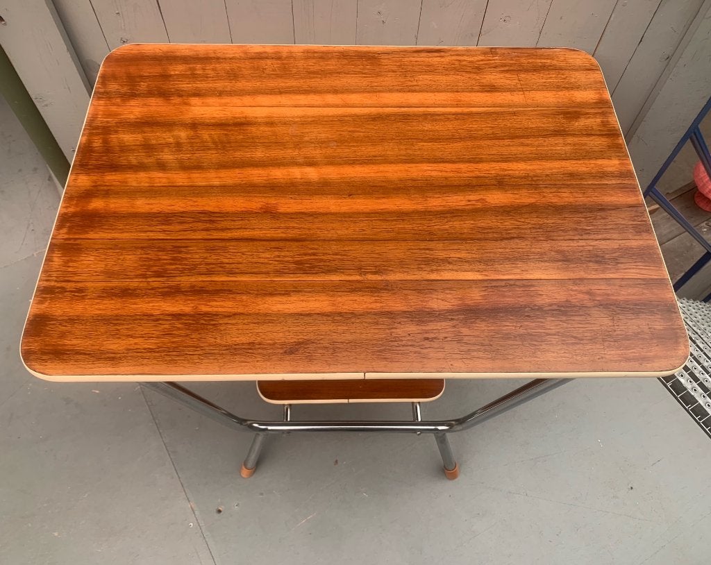 Audiotafel met chromen poten - vintage retro tafel kastje, Gebruikt, 50 tot 100 cm, Onbekend, 25 tot 50 cm