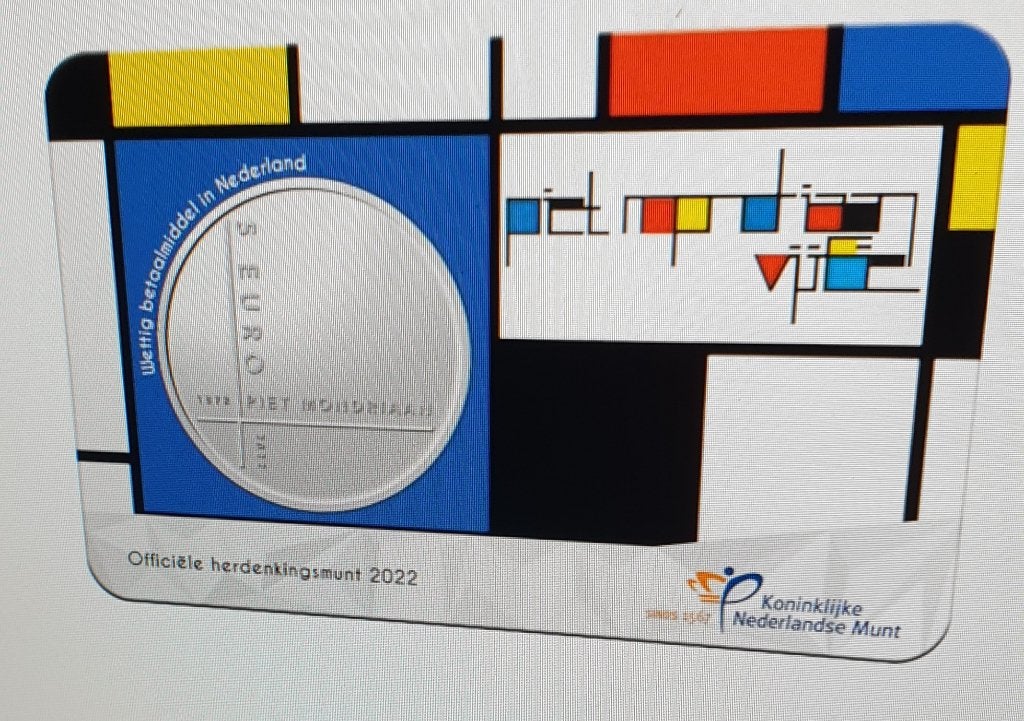 Nederland 2022 5 euro coincard Piet Mondriaan, Ophalen of Verzenden, Overige landen, 2 euro