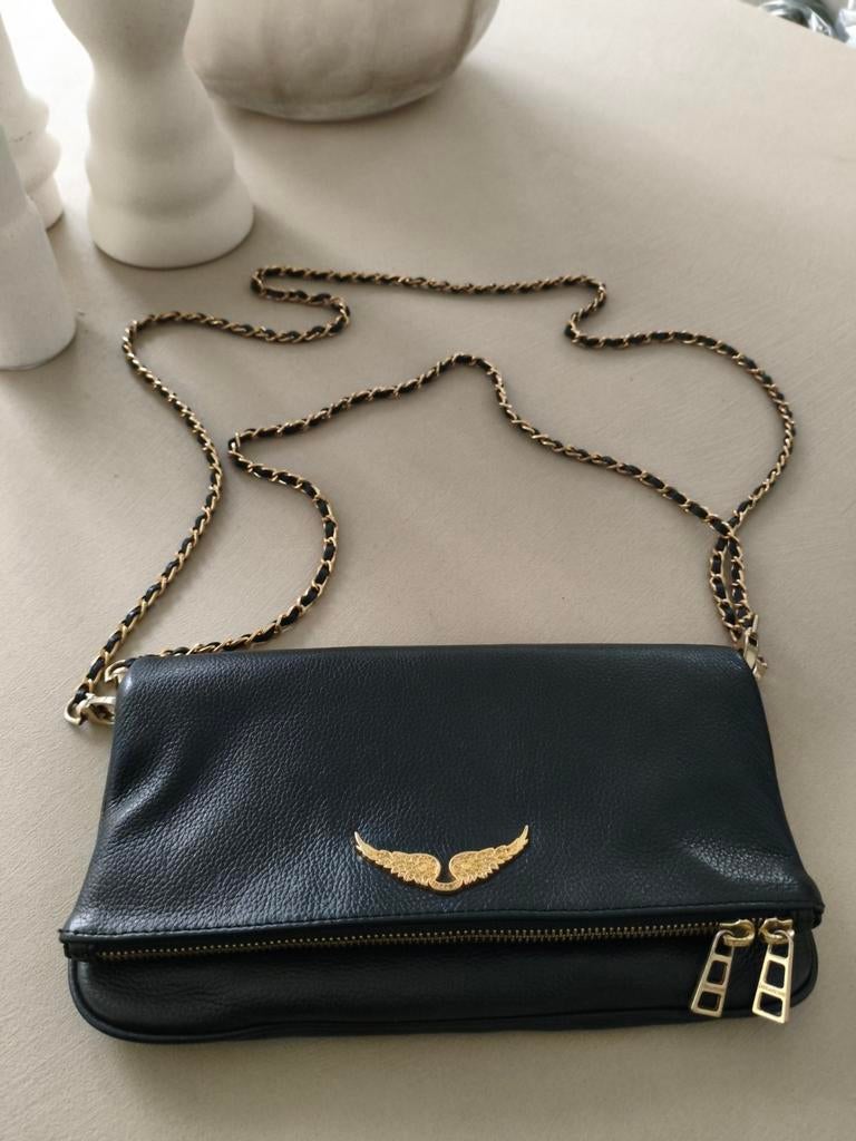 Zadig & Voltaire Rock Clutch. Zwart/gold., Ophalen of Verzenden, Zo goed als nieuw, Zwart, Schoudertasje