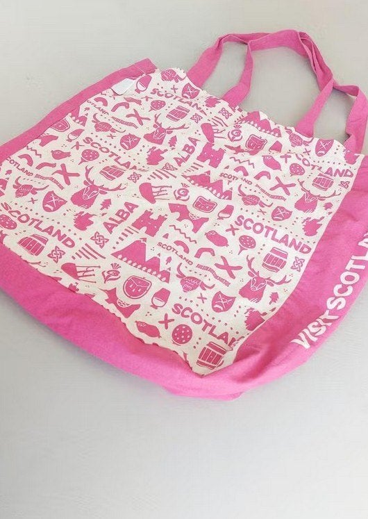 organic cotton scotland bag pink beige z.g.a.n., Ophalen of Verzenden, Zo goed als nieuw, Roze, Shopper