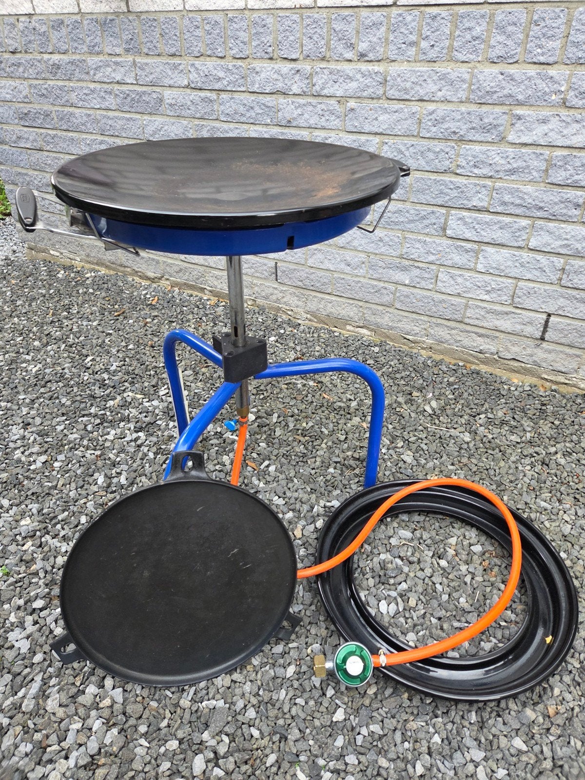 Cadac gasbarbecue (skuttel braai) met paella pan en gasslang, Tuin en Terras, Gasbarbecues, Ophalen, Gebruikt, Cadac skottelbraai