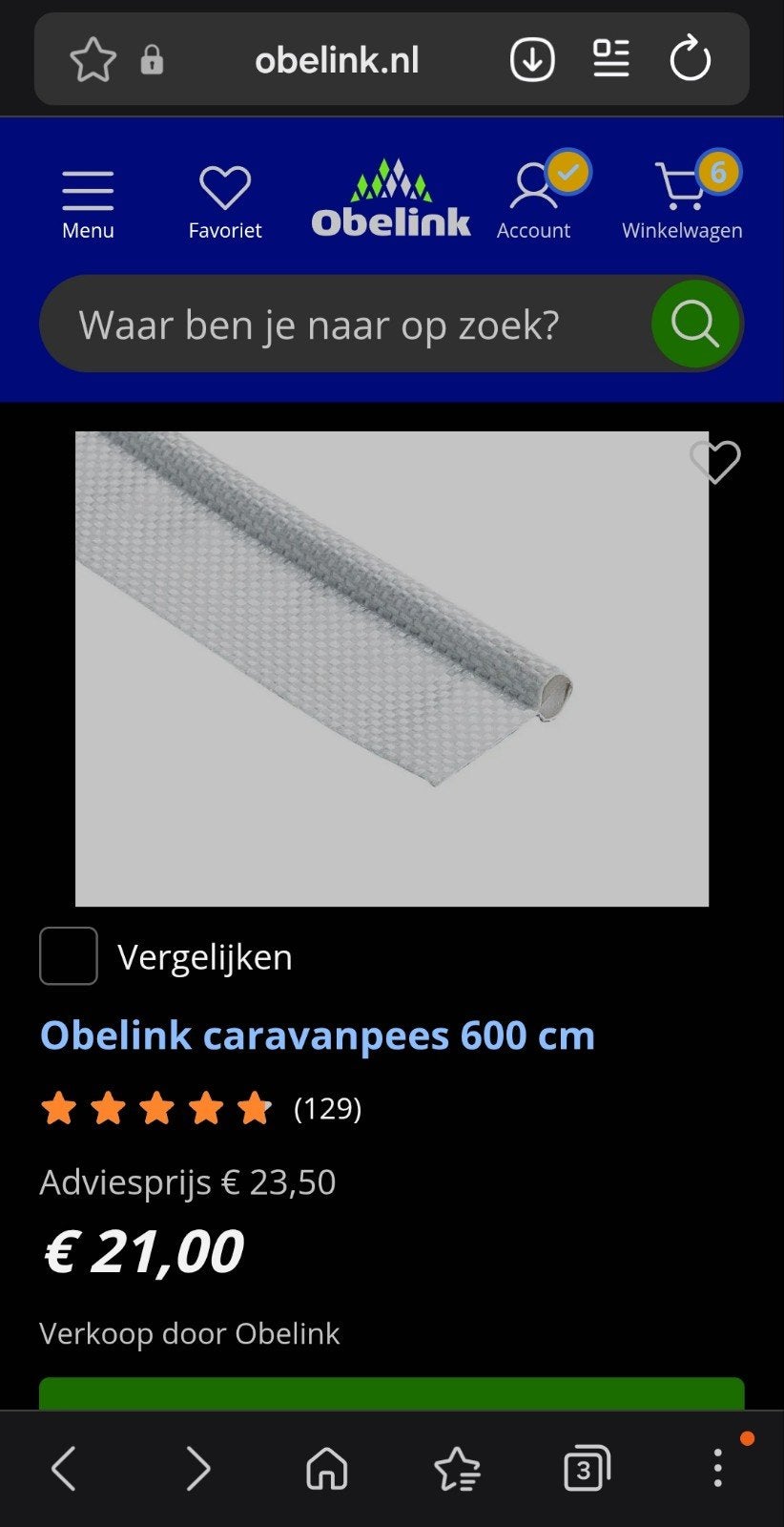 Caravanpees K5-20-2 6 meter, Caravans en Kamperen, Ophalen, Nieuw