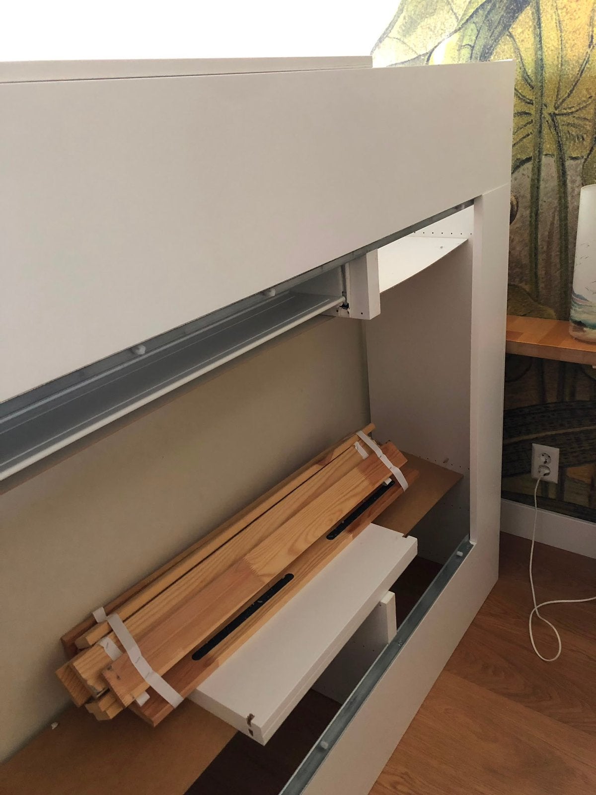 Double bed white Ikea Platsa 140cm wide 200cm, Gebruikt, Wit, Tweepersoons, 200 cm