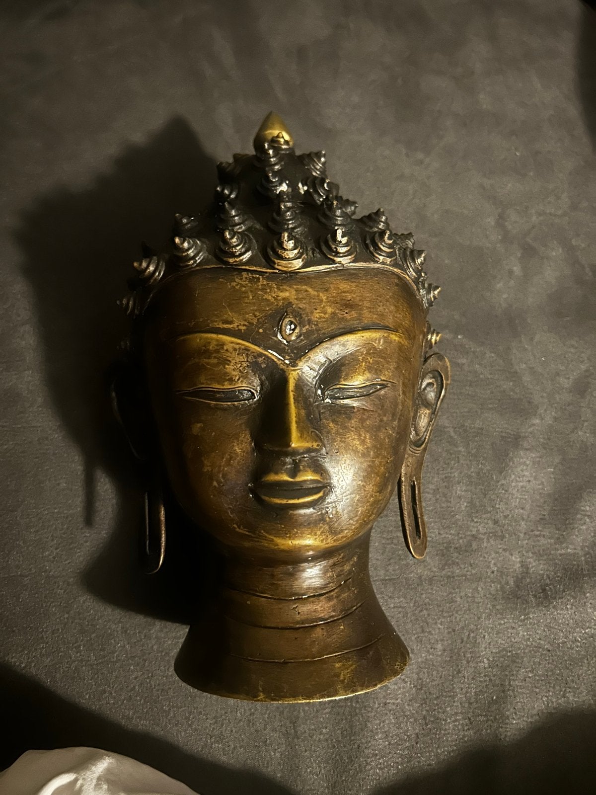 Bronzen Boeddha Hoofd, Ophalen of Verzenden, Brons