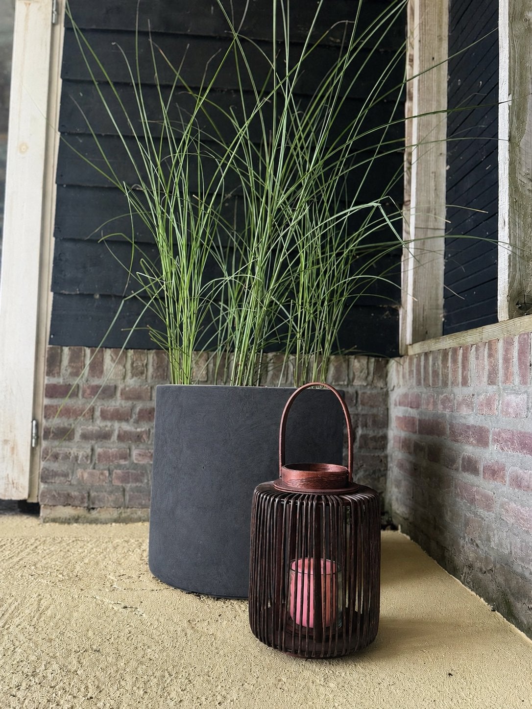 Antraciet bloempotten / strak model / 2 formaten, Ophalen, Steen, 40 cm of meer, Rond