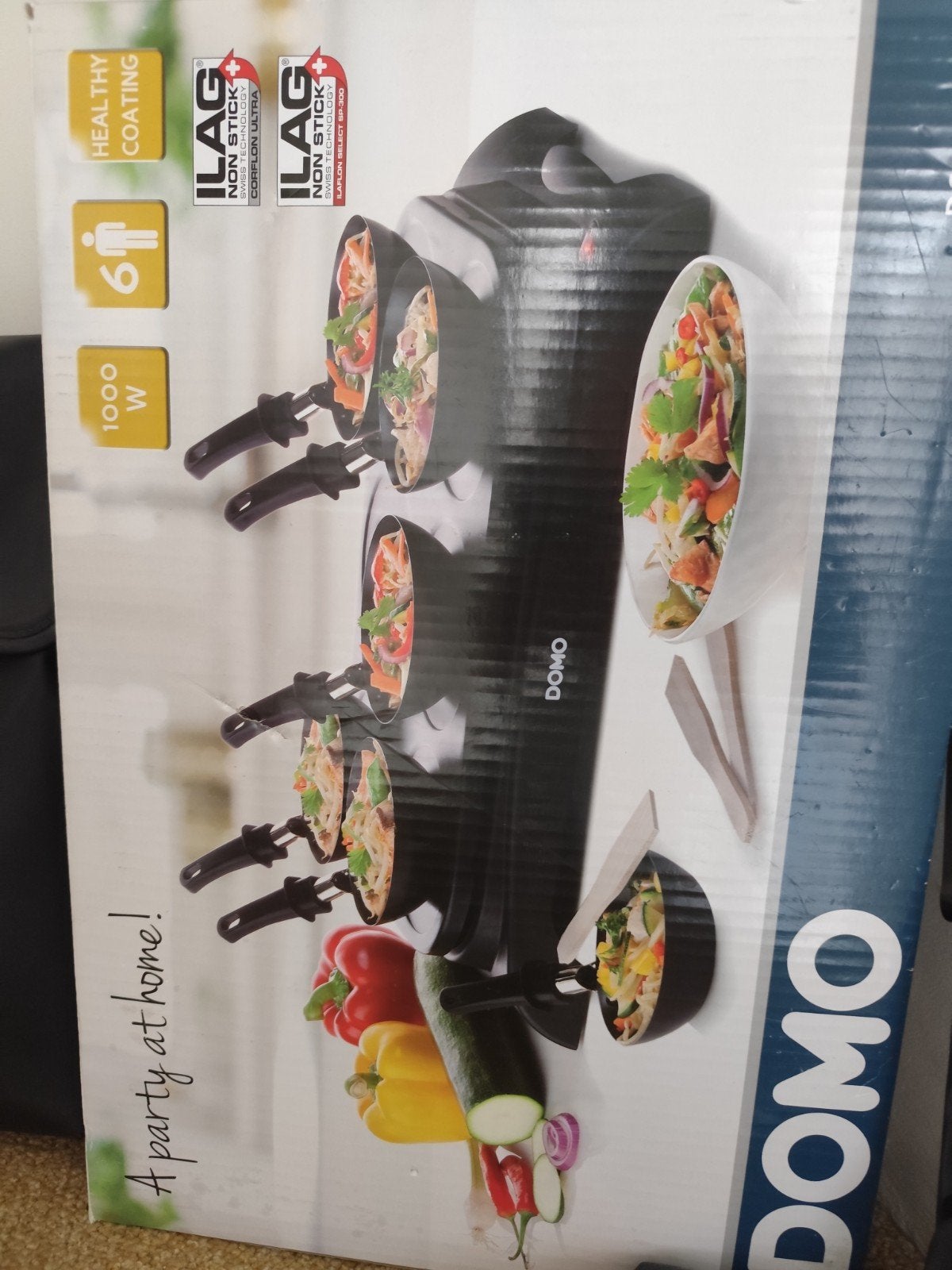 DOMO party wok set, Witgoed en Apparatuur, Gourmetstellen, Ophalen, Zo goed als nieuw, 4 t/m 7 personen