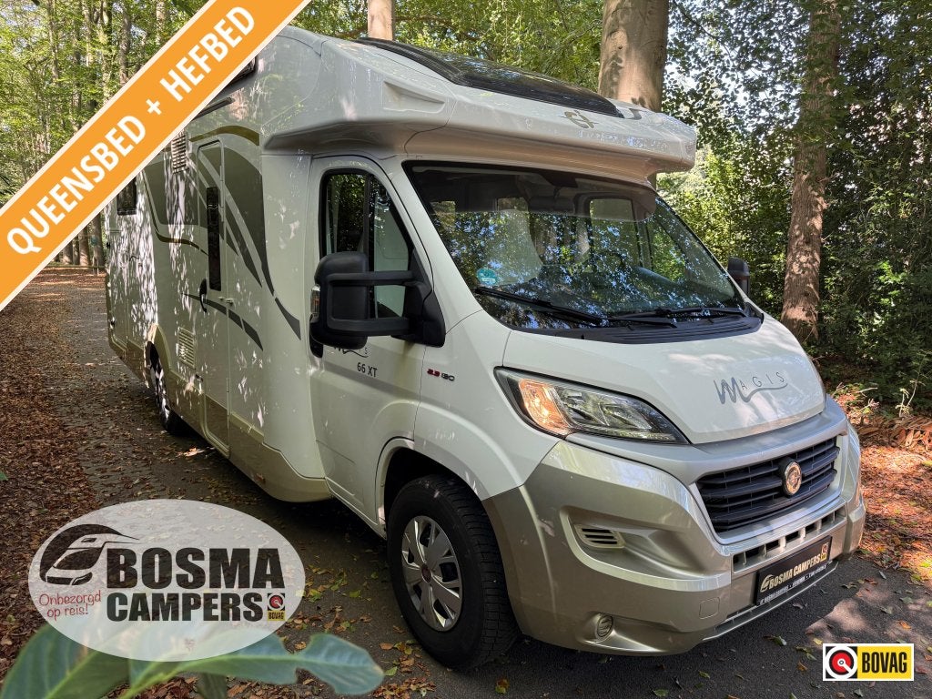CI Magis 66 XT Queensbed 56000 km Hefbed 2x Airco 2020, Caravans en Kamperen, Campers, Overige merken, Ringverwarming, Fiat, Airbags