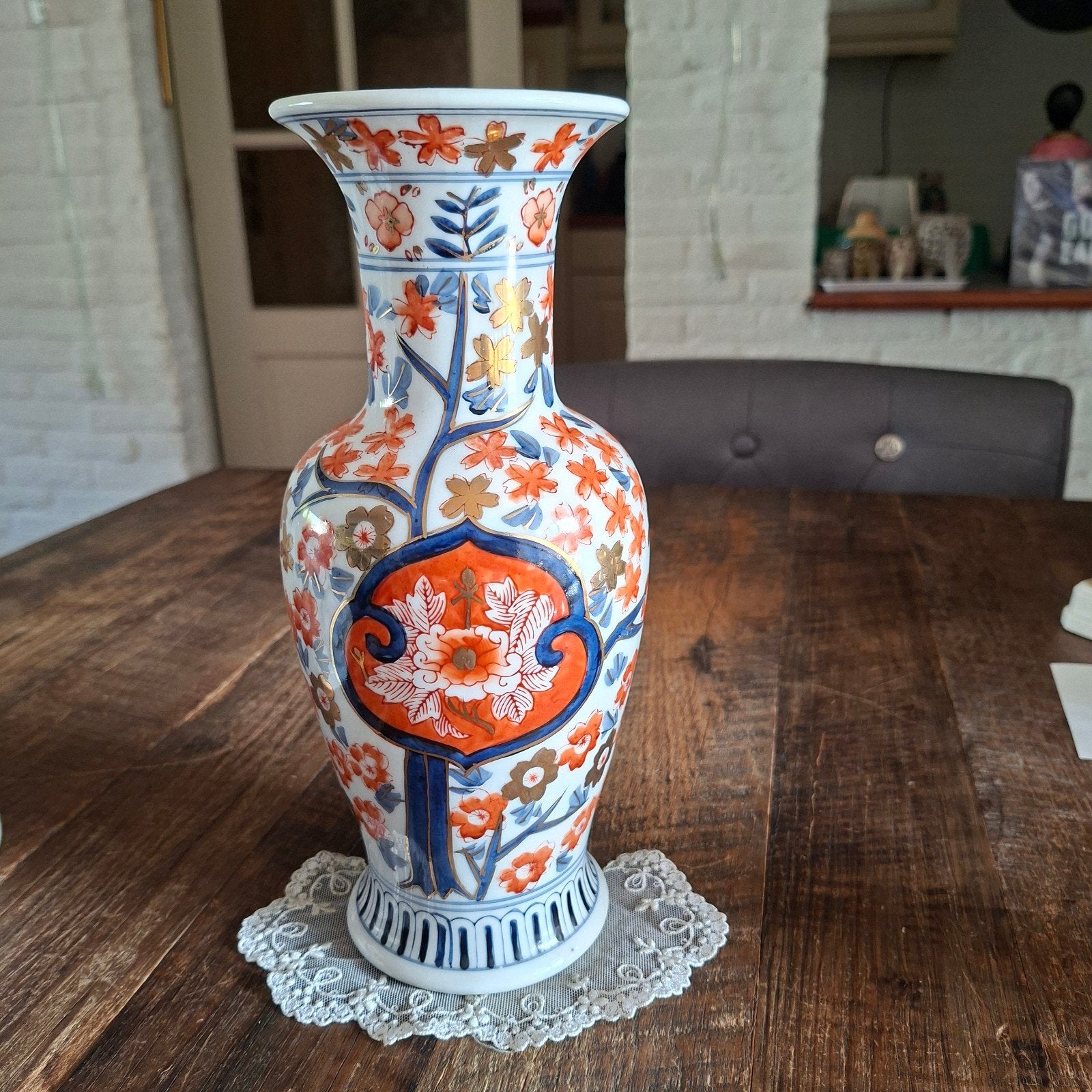 Imari Vaas Handpainted 25x9 cm groot, Ophalen of Verzenden