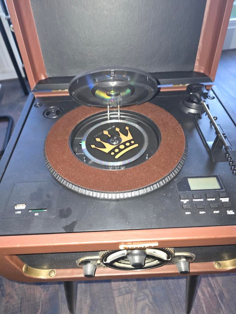 Vintage Platenspeler met Radio en CD-speler op Poten, Ophalen, Zo goed als nieuw, Platenspeler, Overige merken
