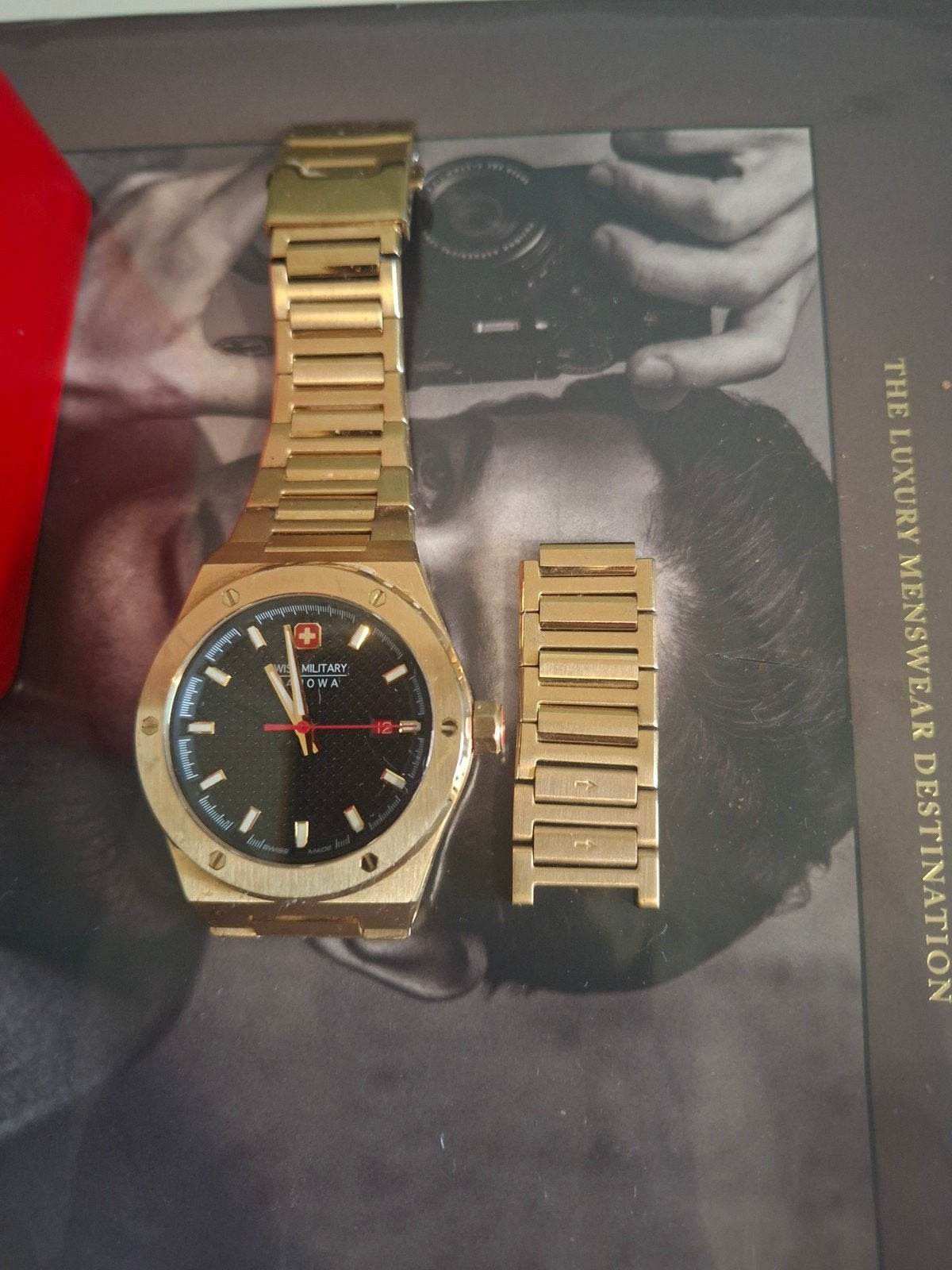 Swiss Military Hanowa Heren SMWGH210161, Sieraden, Tassen en Uiterlijk, Polshorloge, Zo goed als nieuw, Goud, Goud