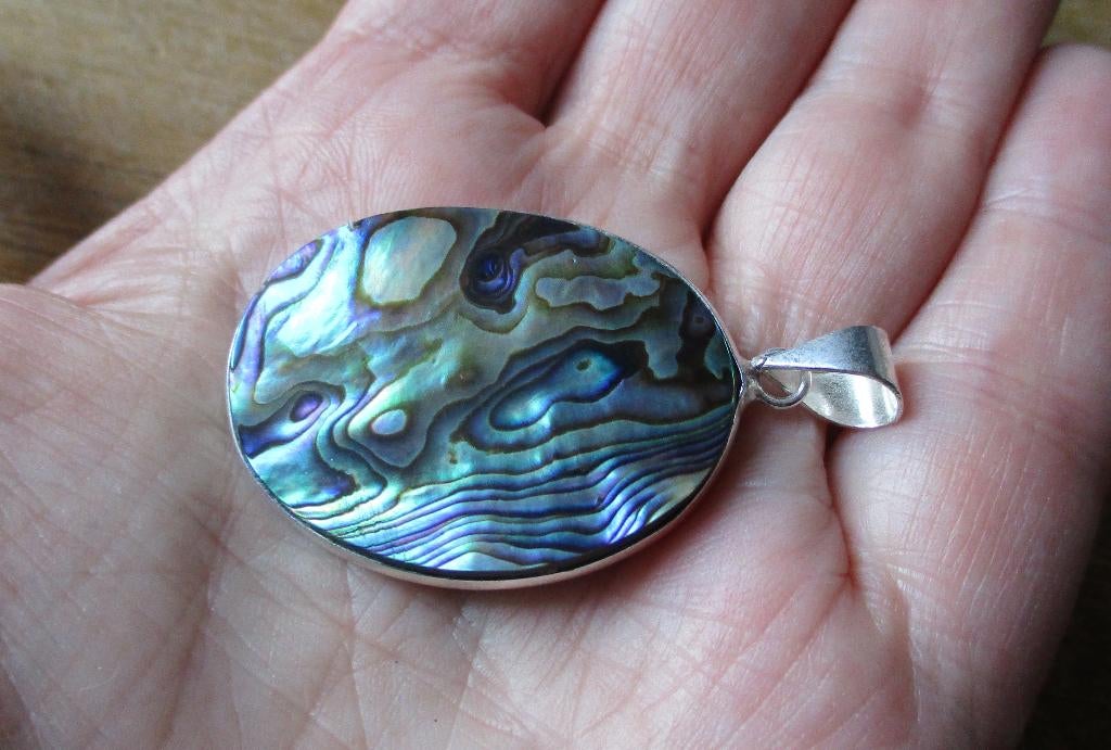416/ mooie abalone hanger, Overige kleuren, Nieuw, Ophalen of Verzenden, Met edelsteen