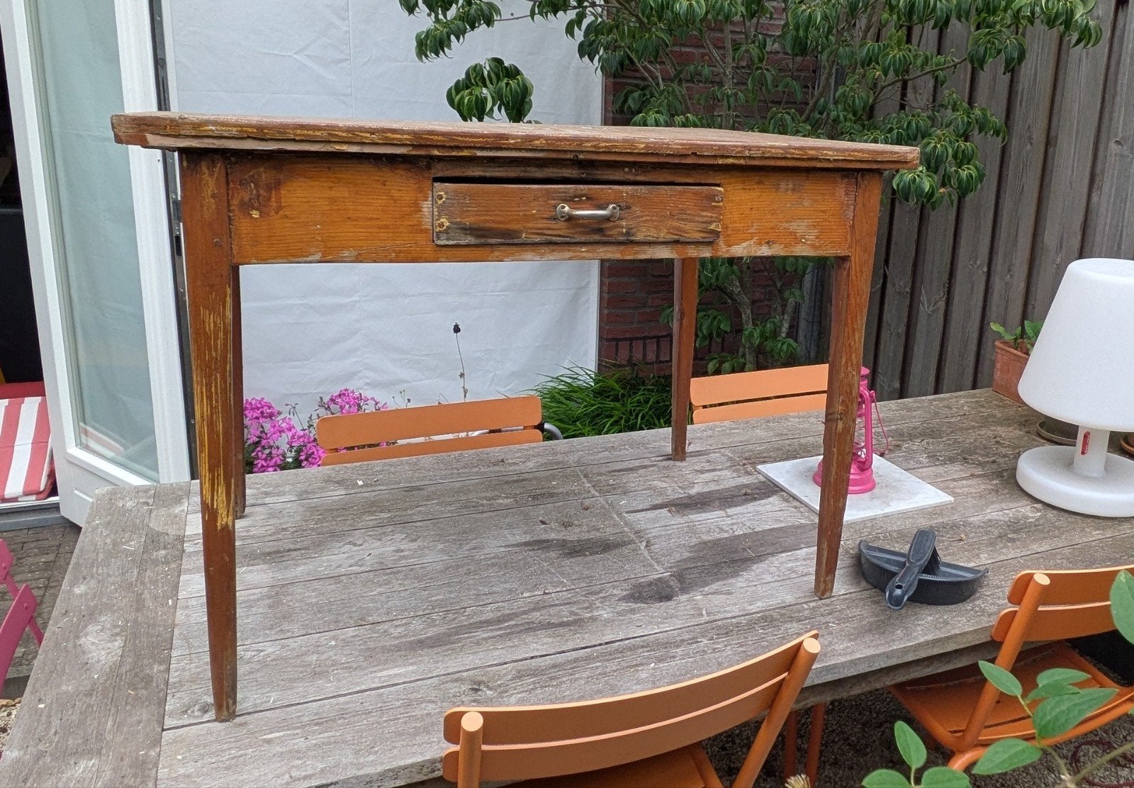 Tafel met een la., Huis en Inrichting, Ophalen, 25 tot 50 cm, Rechthoekig