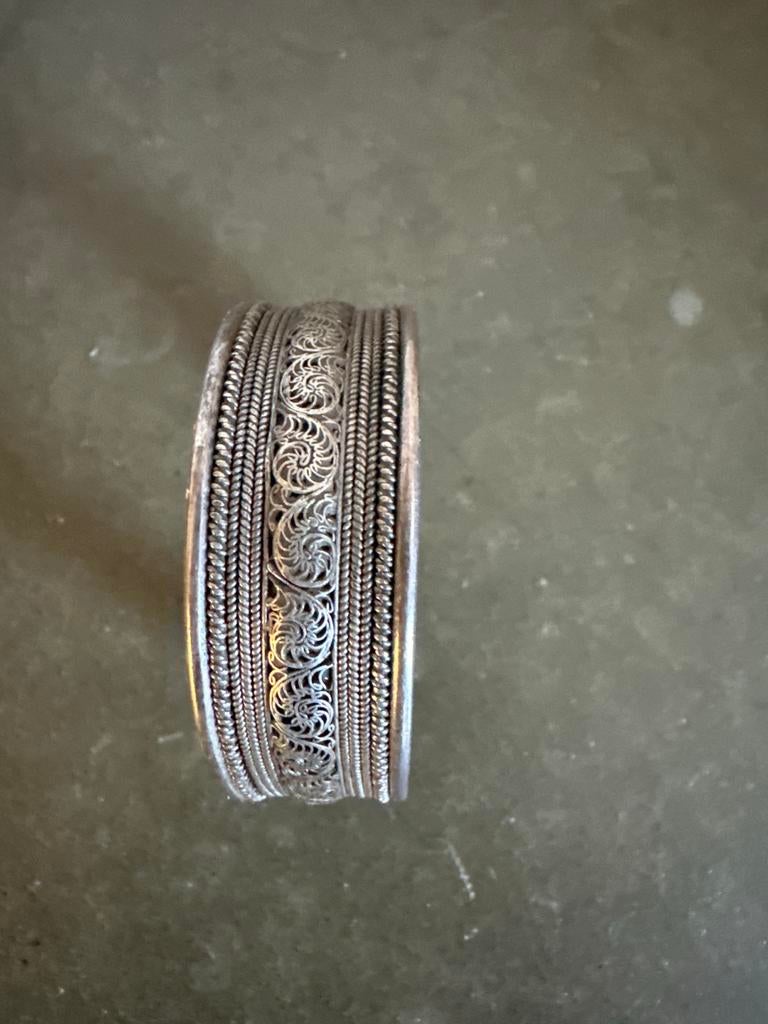 Vintage NepaleseZilveren Filigraan Armband - Handgemaakt, Ophalen, Gebruikt, Zilver