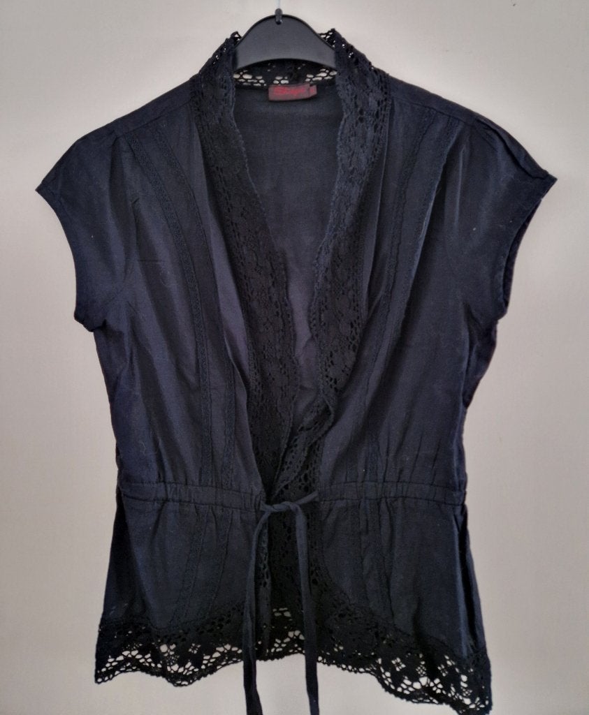 Zwarte dames top / bloesje Steps maat M *c, Kleding | Dames, Tops, Maat 38/40 (M), Zwart, Ophalen of Verzenden, Zo goed als nieuw