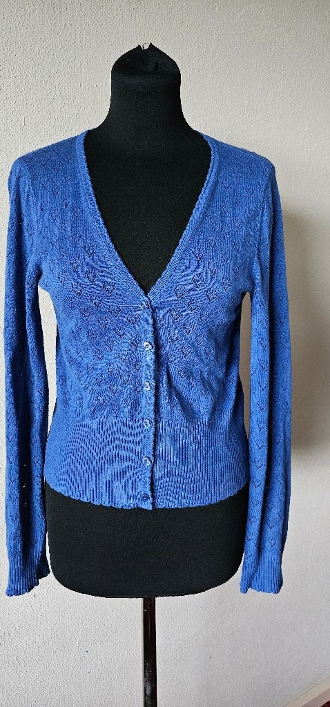 King Louie blauw vestje met opengewerkt patroon, maat S, Blauw, Ophalen of Verzenden, King Louie, Maat 36 (S)