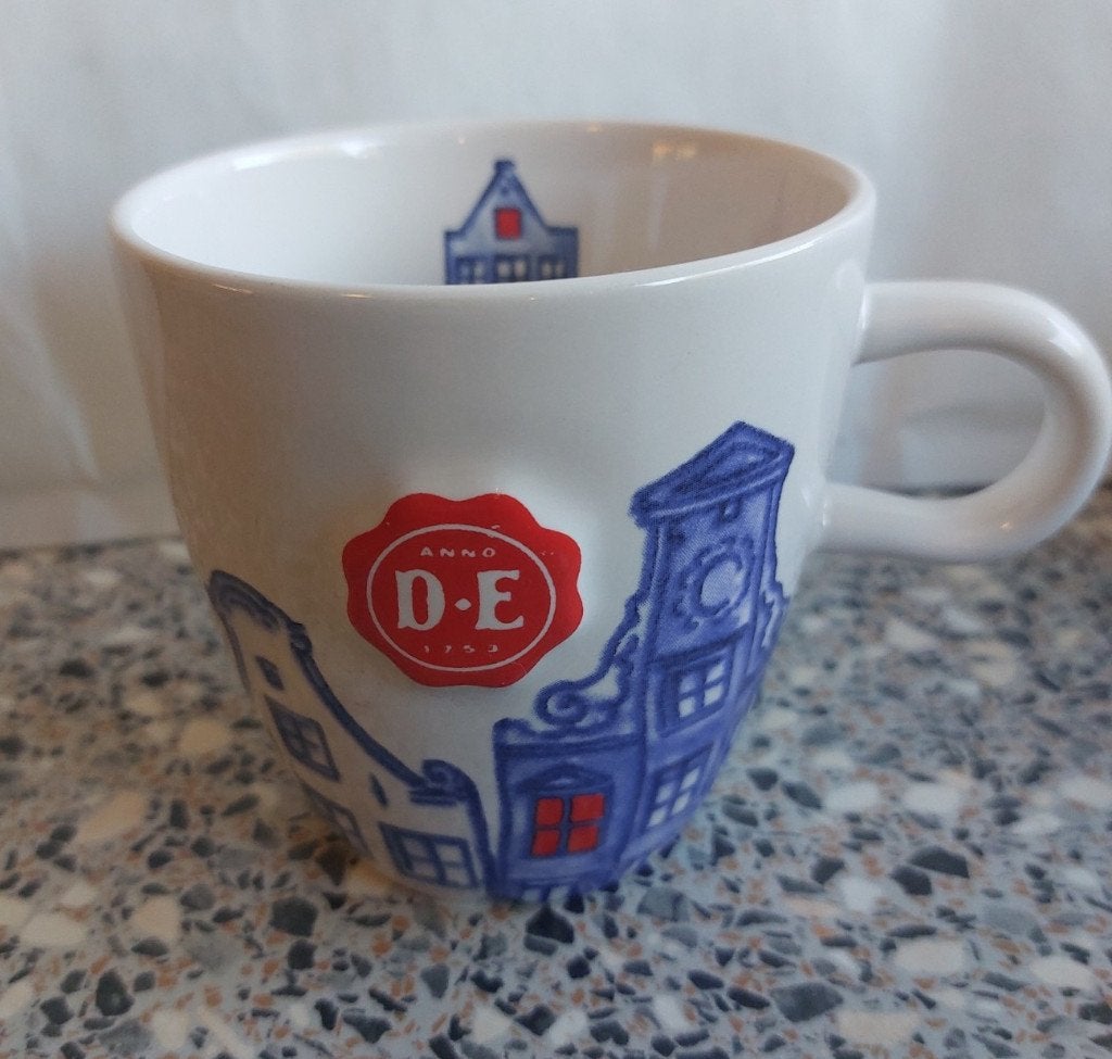 1 mok beker groot Hollandsche Waaren Douwe Egberts met oor, Huis en Inrichting, Keuken | Servies, Zo goed als nieuw, Mok, Overige stijlen