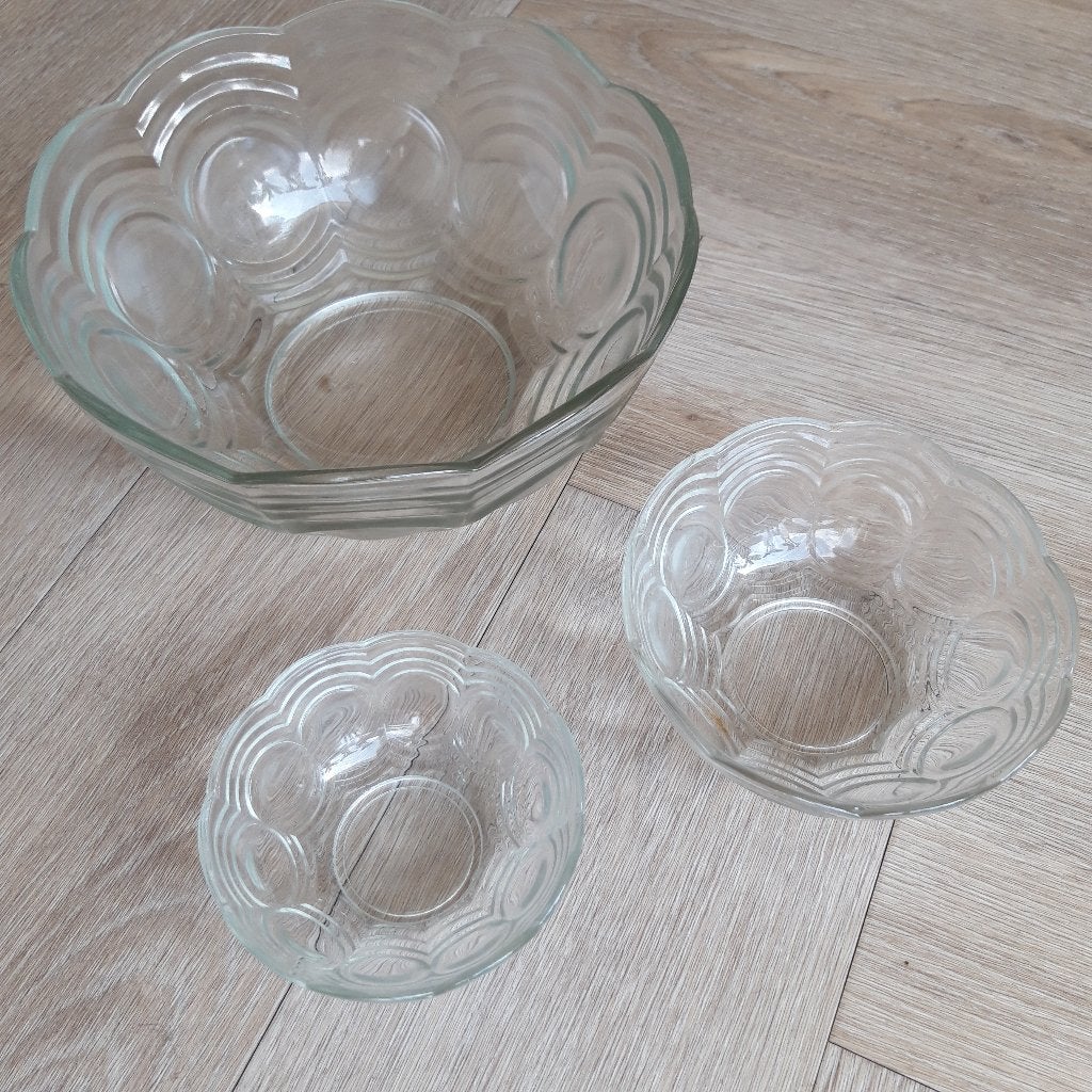 3 Glazen schalen, vintage, Ophalen of Verzenden