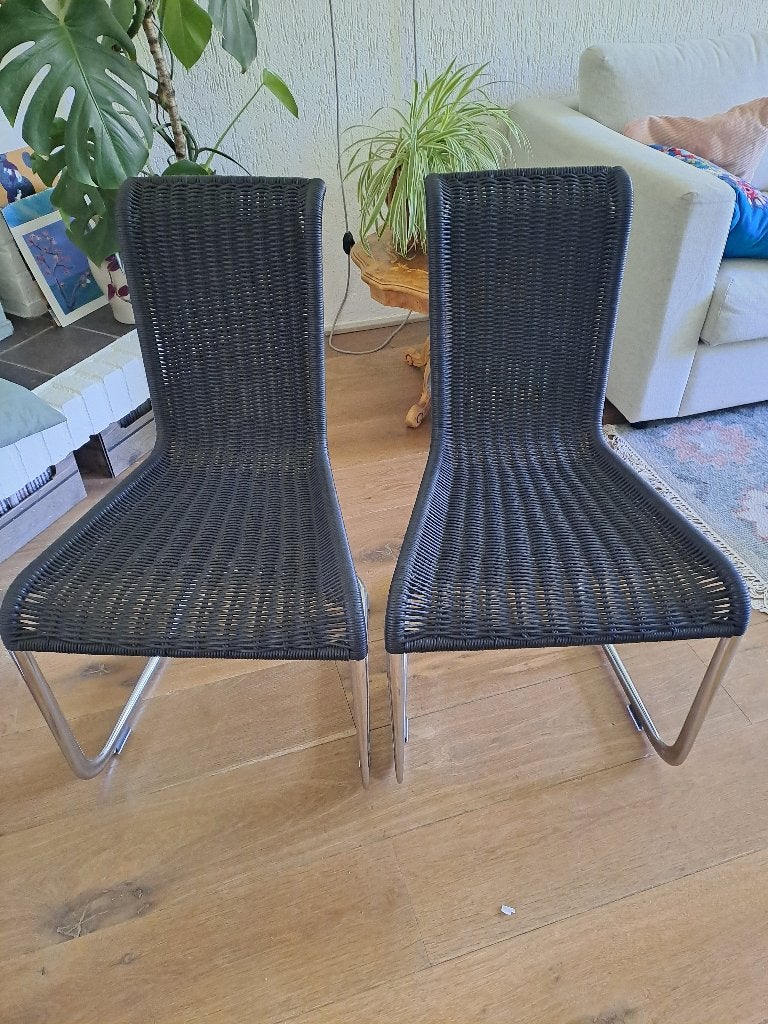 4 Design tecta 3736467 eetkamerstoelen/ sledestoelen, Ophalen, Overige materialen, Zwart, Zo goed als nieuw