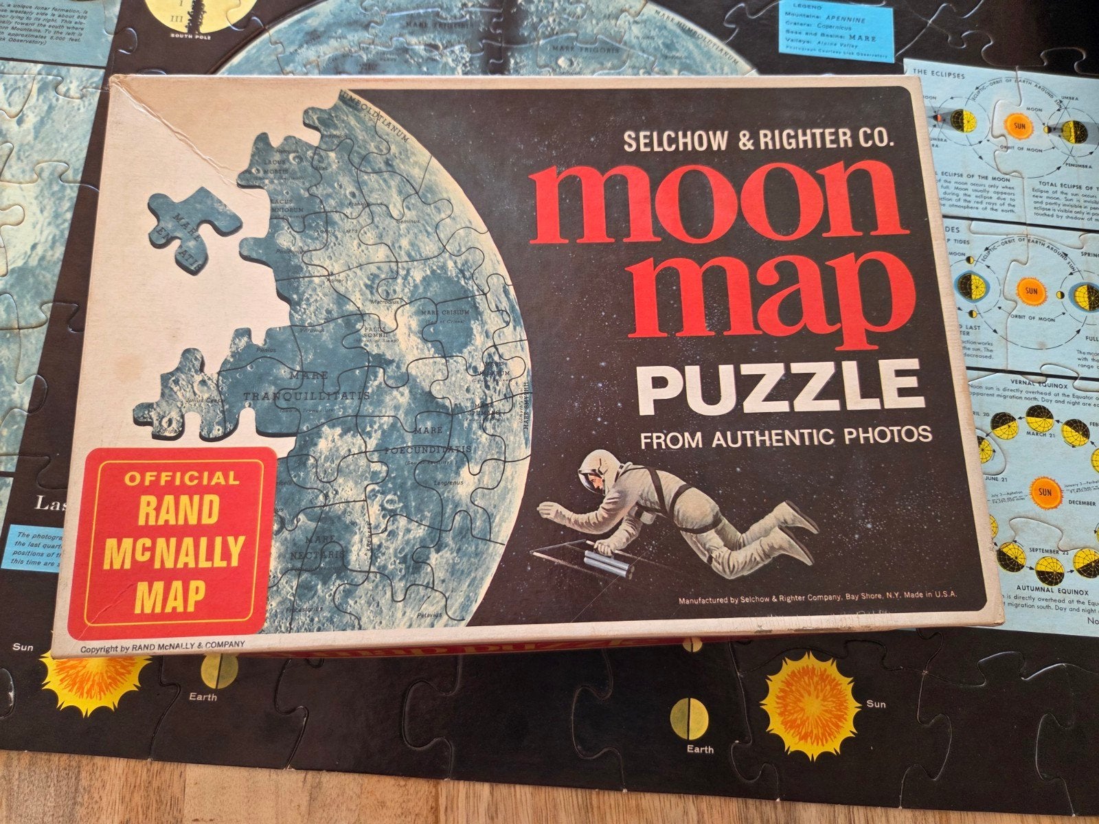 Moon Map Puzzel (Jaren '60), Selchow & Righter /, Ophalen of Verzenden, Gebruikt, Overige typen