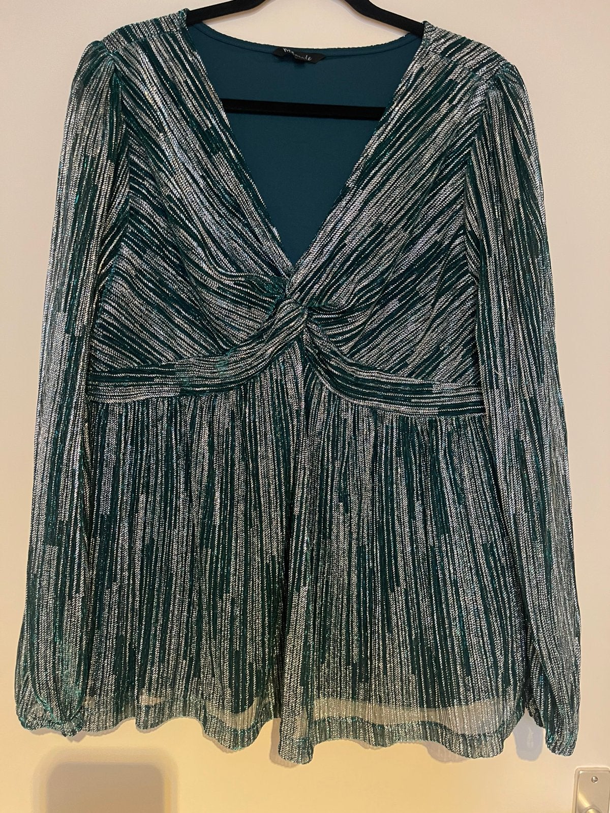 MS mode groen / zilver glitter blouse maat xl / maat 46, Ophalen of Verzenden, Zo goed als nieuw, Groen, Blouse of Tuniek