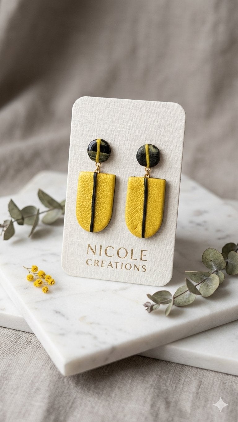 Unieke oorbellen, Sieraden, Tassen en Uiterlijk, Oorbellen, Overige materialen, Hangers, Geel, Nieuw