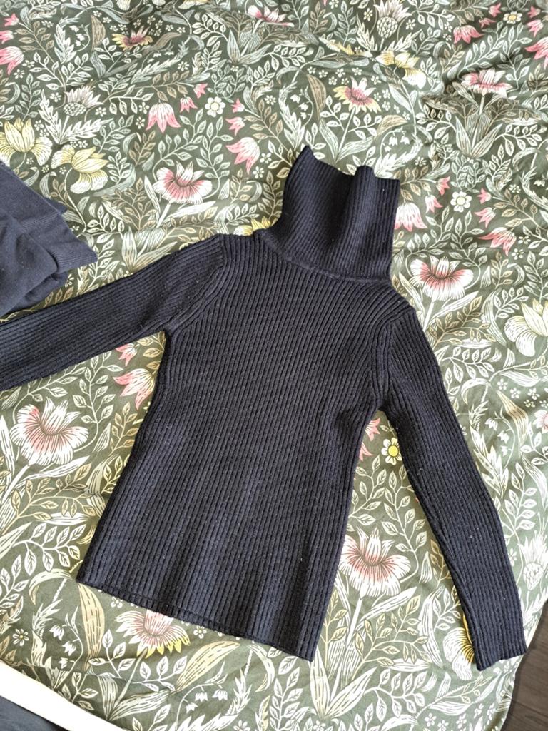 Zwarte coltrui ribgebreid - Maat 98-104, Kinderen en Baby's, Kinderkleding | Maat 98, Gebruikt, Jongen of Meisje, Trui of Vest