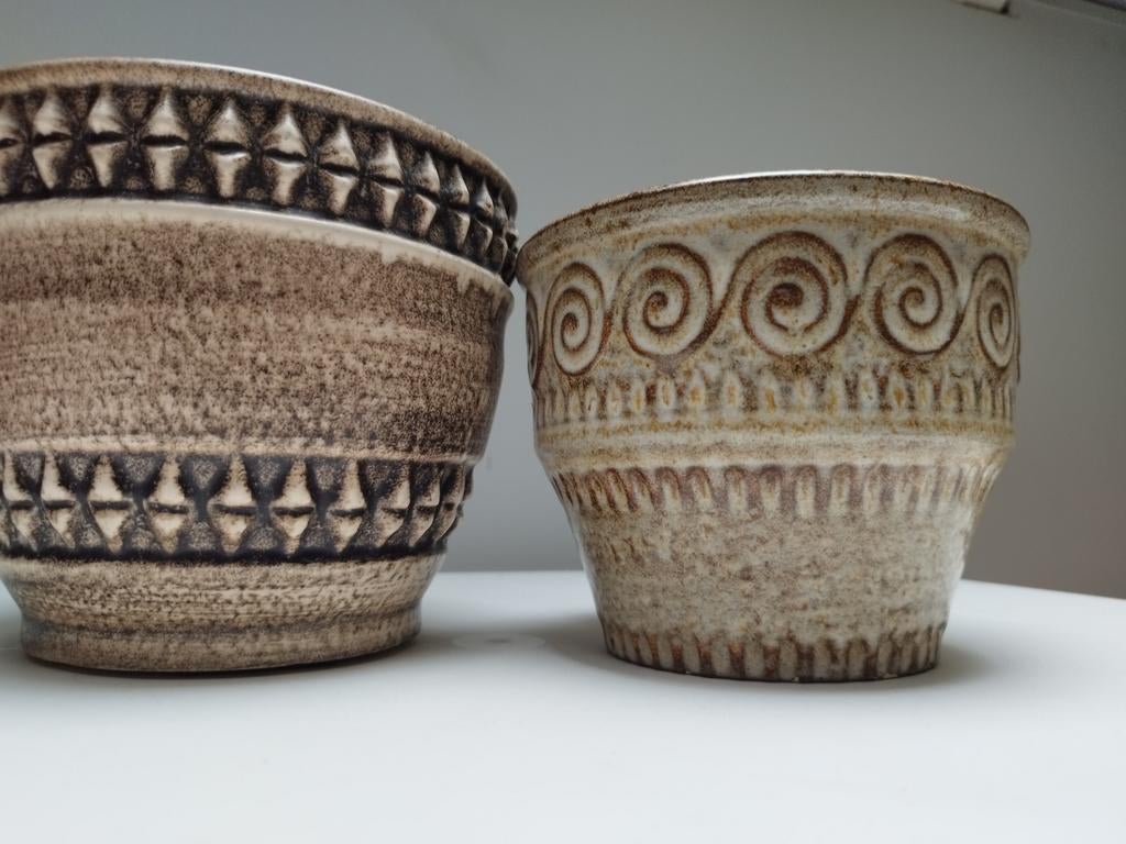 2x set West Germany bloempot Jasba Keramiek, Tuin en Terras, Verzenden, Rond, Aardewerk, Minder dan 40 cm