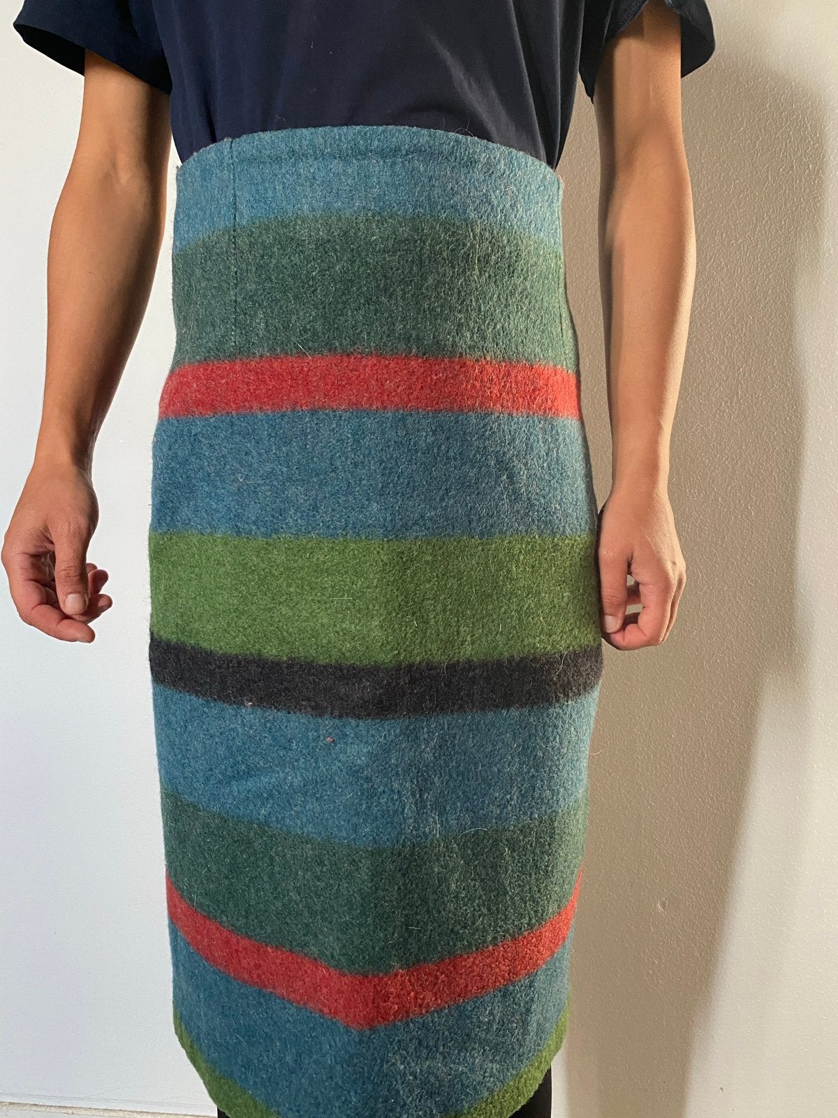 Gestreepte wollen rok - Maat XS, Meerkleurig, Ophalen of Verzenden, Knielengte, Maat 34 (XS) of kleiner