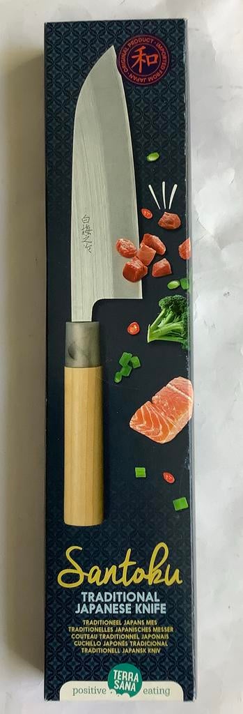 SANTOKU - traditioneel Japans mes    (nieuw), Ophalen of Verzenden, Zo goed als nieuw, Rvs of Chroom