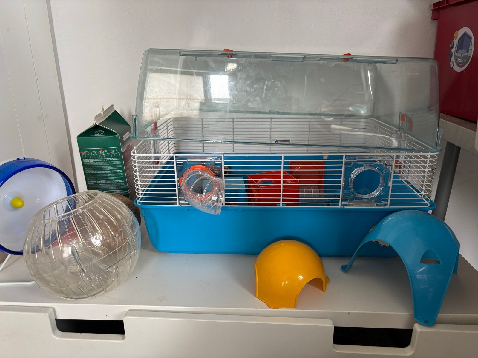 Hamsterkooi/ knaagdierkooi, Dieren en Toebehoren, Ophalen, Zo goed als nieuw, Loopwiel of Rad