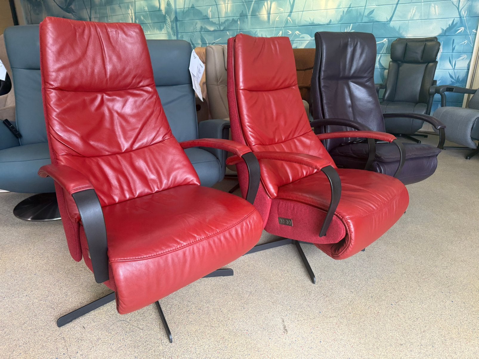 Prominent relaxfauteuils relax stoel elektrisch draaivoet, Ophalen of Verzenden, Zo goed als nieuw, Leer, Ruim 100 fauteuils van alleen de A merken gratis bezorging