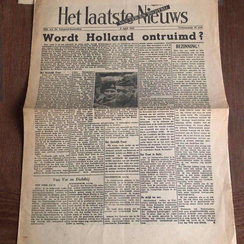 Pseudo-illegaal. 6-6-1945 Het Laatste Nieuws, hoofdartikel:, Verzamelen, Ophalen of Verzenden, Overige soorten, Nederland, Boek of Tijdschrift