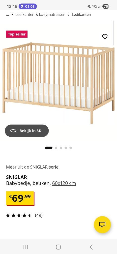 Ledikant wit, Kinderen en Baby's, Babywiegjes en Ledikanten, Ophalen, Gebruikt, Ledikant