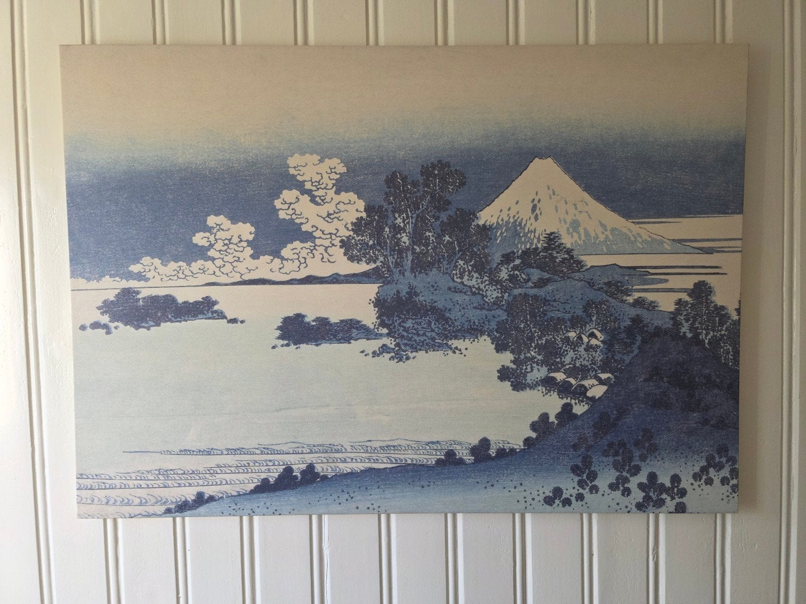 Japanse print Mount Fuji canvas schilderij, Antiek en Kunst, Ophalen, Doek, Landschap, Klassiek