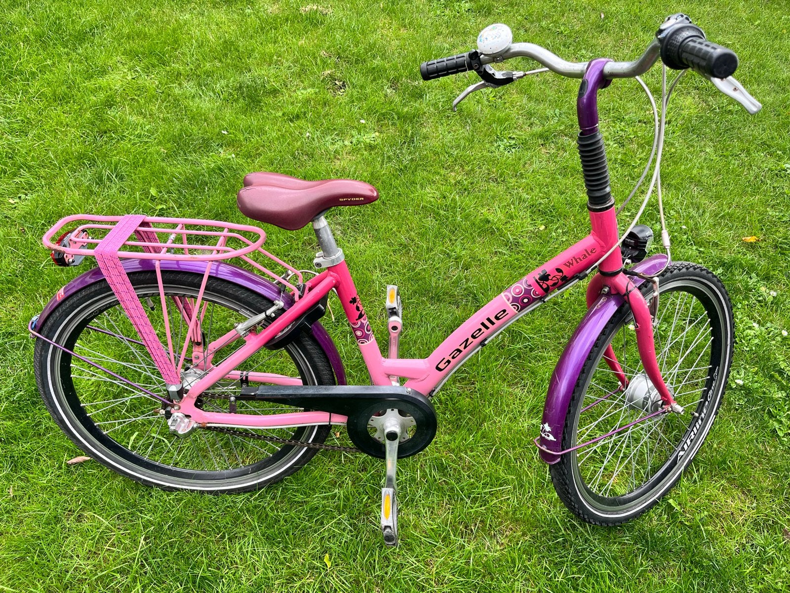 Gazelle Whale kinderfiets 24 inch - Roze/Paars, Fietsen en Brommers, Ophalen, Gebruikt, Terugtraprem, 20 inch of meer