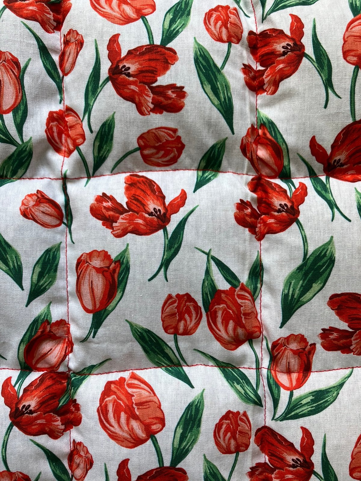 Warmtekussen, pittenzak, kruik. Wit met rode tulpen, Ophalen, Wit, Nieuw, Rechthoekig