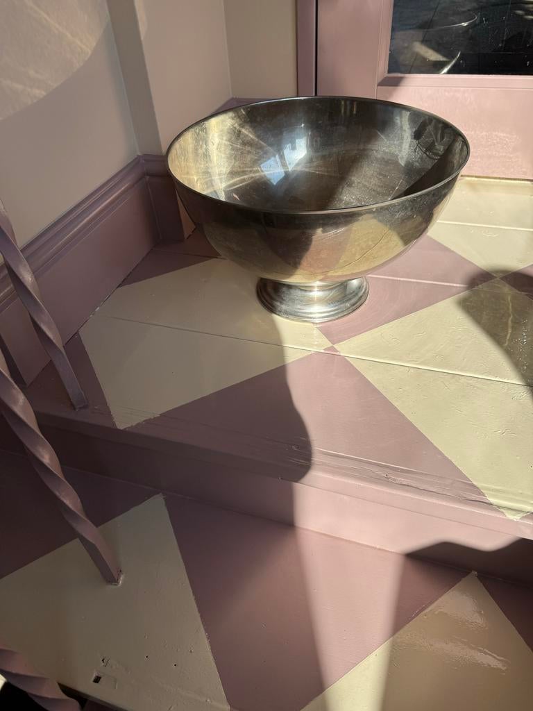 XL Verzilverde Wijnkoeler Schaal Champagnekoeler, Antiek en Kunst, Ophalen of Verzenden