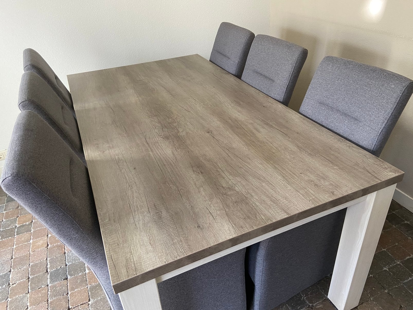 Eettafel met 6 stoelen, Ophalen, Gebruikt, 100 tot 150 cm, Vijf personen of meer