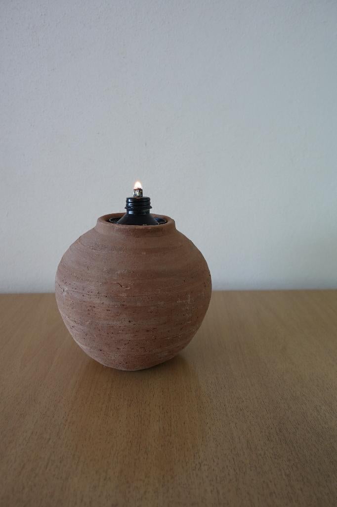 Aardewerk Olielamp, Rond, Ophalen of Verzenden, Zo goed als nieuw, Balkon